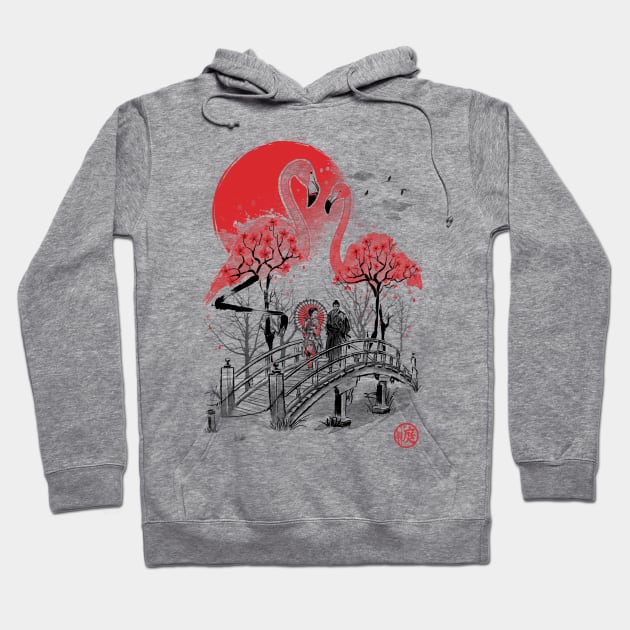 Flamingo Garden Hoodie by DrMonekers